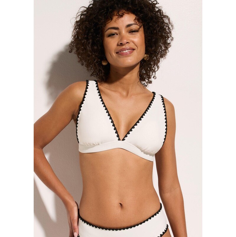 bonprix Bikinový top s výšivkou béžová Žena