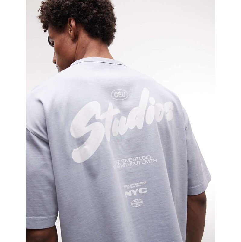 ASOS DESIGN heavyweight boxy oversized t-shirt with bubble text