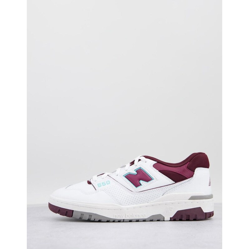 New Balance 550 sneakers in white and burgundy