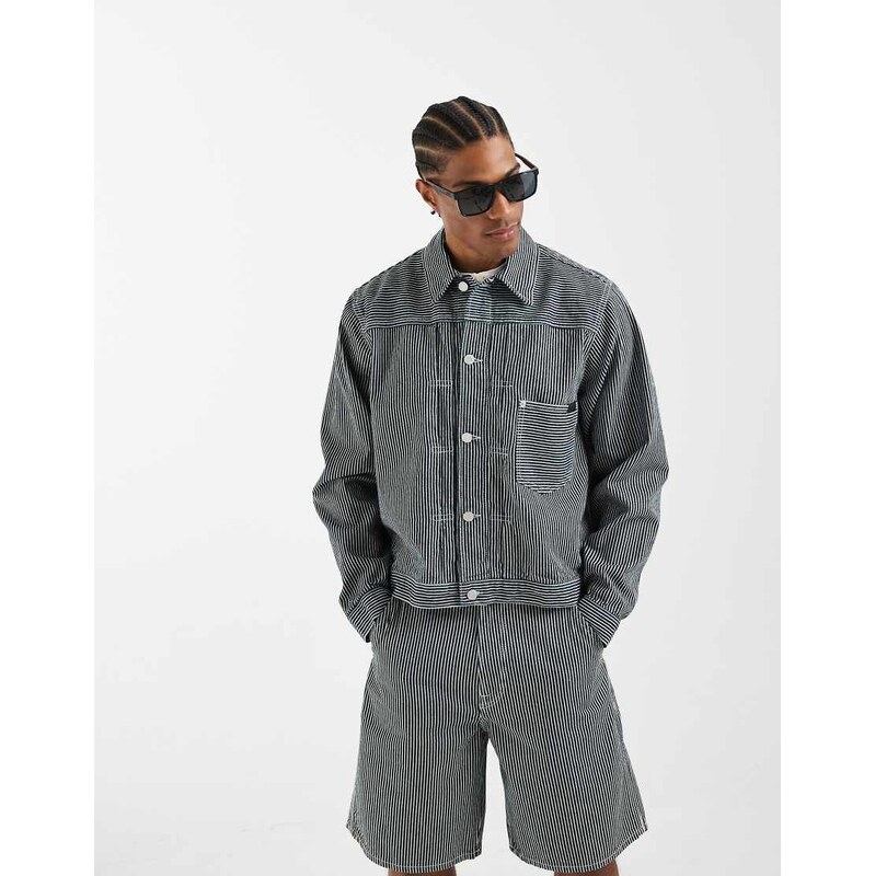 Tommy Hilfiger indigo stripe denim jacket co-ord in navy