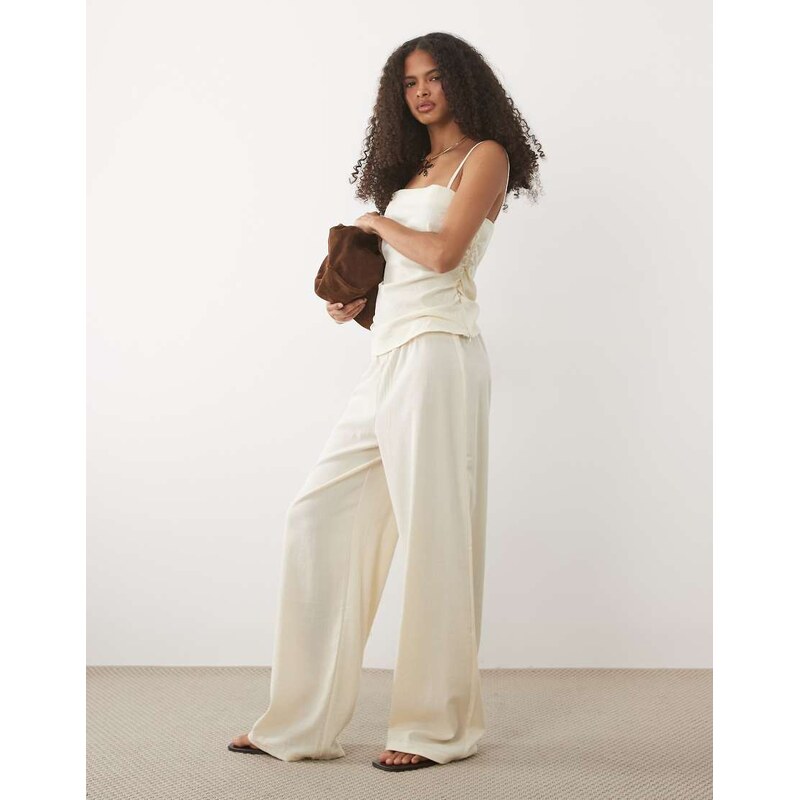 Mango Riga relaxed trouser co-ord in butter yellow