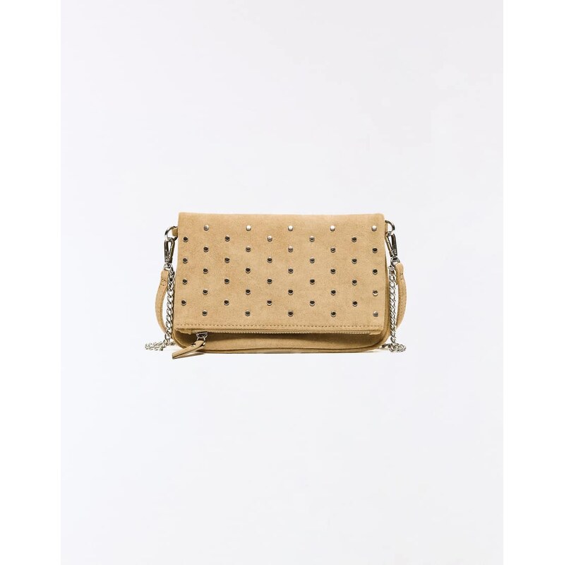 Bershka Studded envelope bag in camel-Neutral