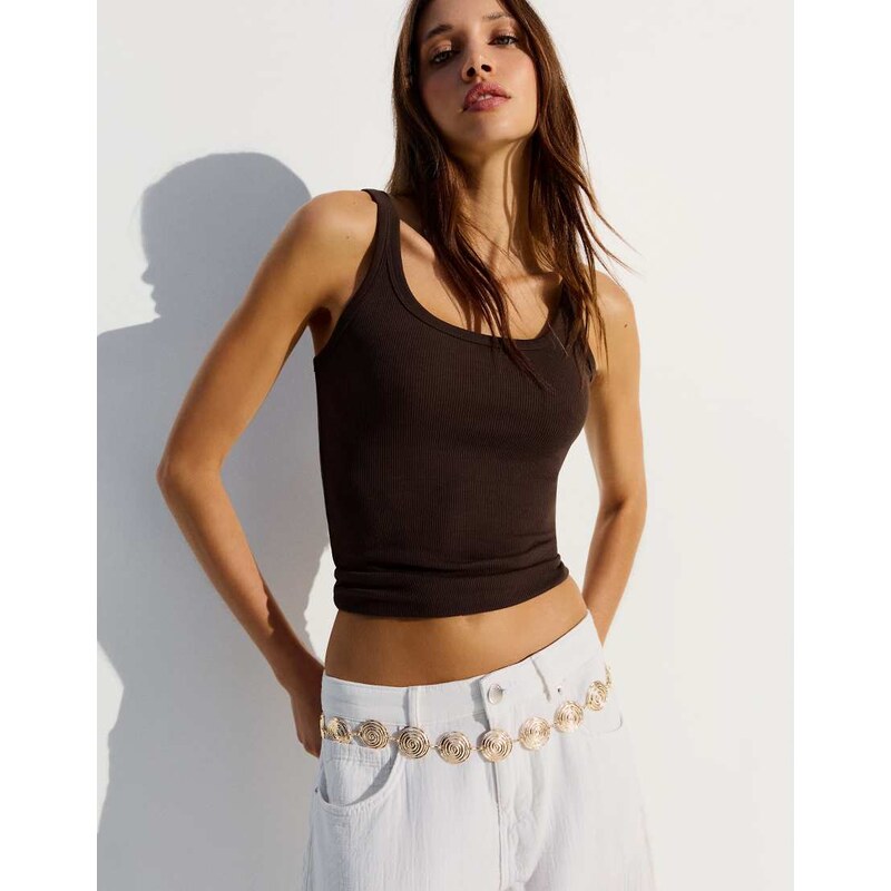 Bershka Spiral chain belt in gold