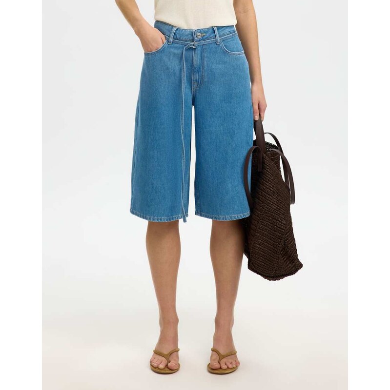Selected Denim shorts in medium blue denim