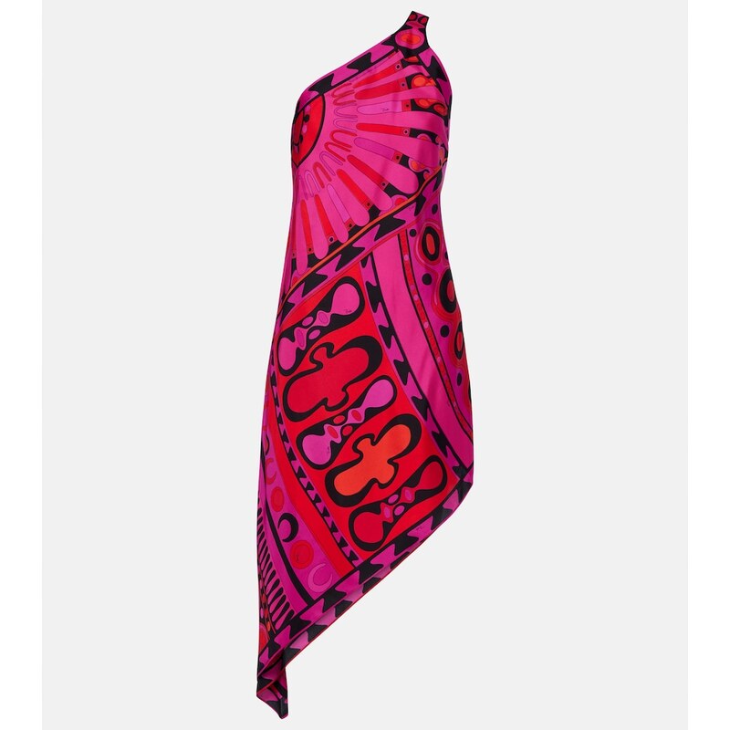 Pucci Soleil asymmetric silk twill midi dress