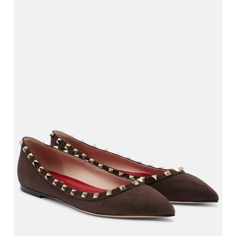 Valentino Garavani Rockstud suede ballet flats