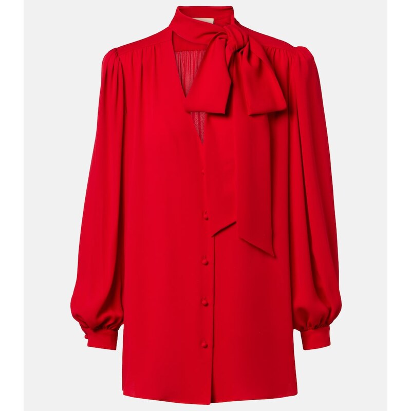 Valentino Tie-neck silk georgette blouse