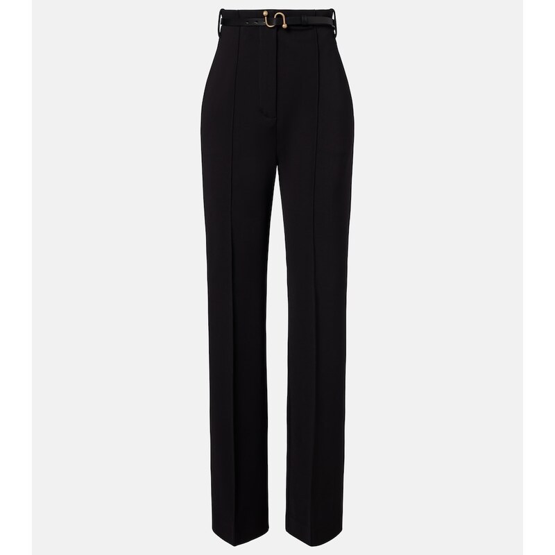 Sportmax Belted crÃªpe straight pants