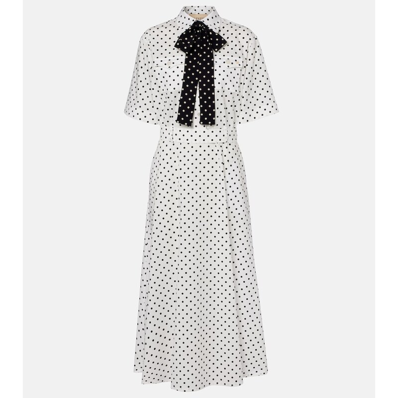 Valentino Polka-dot cotton poplin midi dress