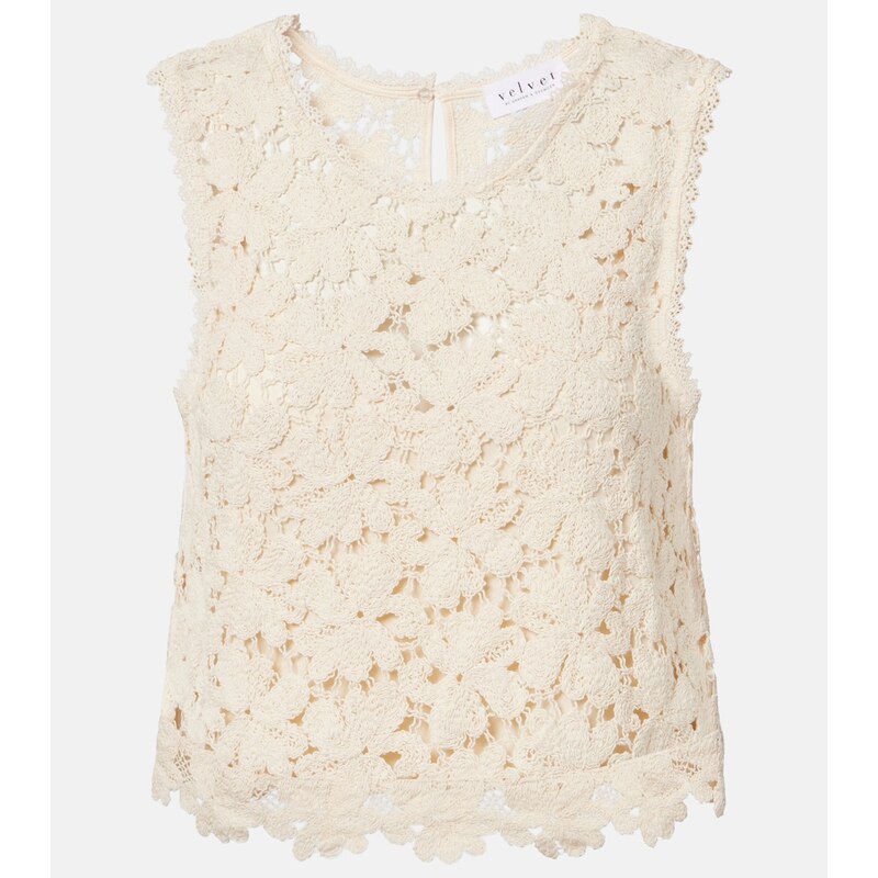 Velvet Simona cotton-blend guipure lace top