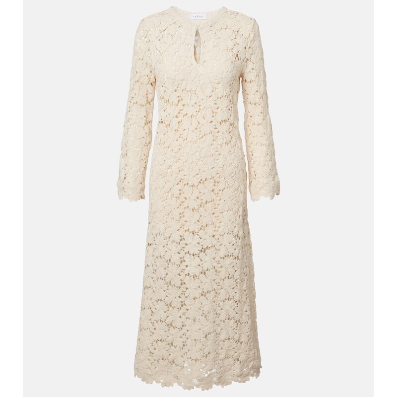 Velvet Jovie cotton-blend guipure lace midi dress
