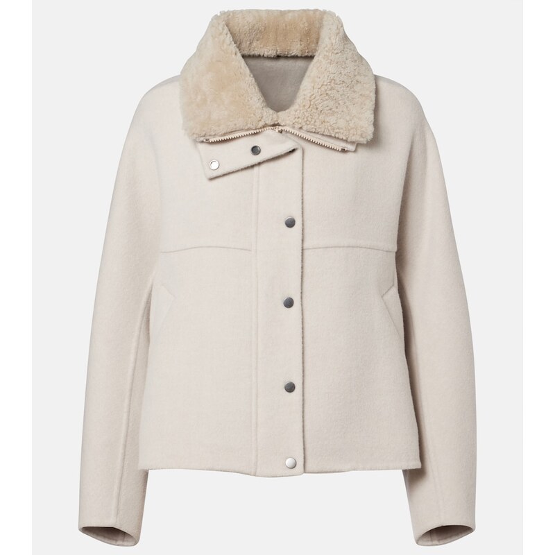 Brunello Cucinelli Shearling-trimmed wool and cashmere jacket