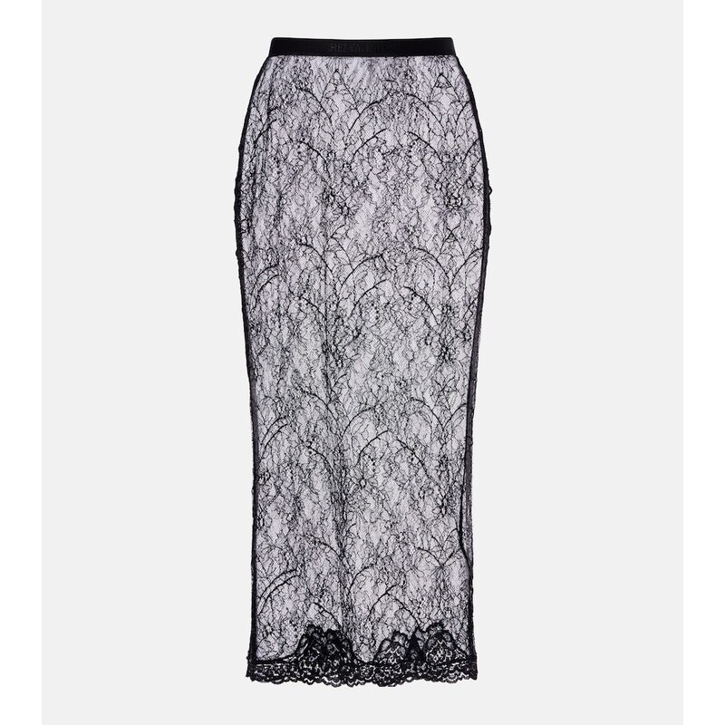 Valentino Floral sheer lace midi skirt