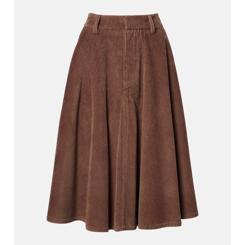 Brunello Cucinelli Monili cotton corduroy midi skirt