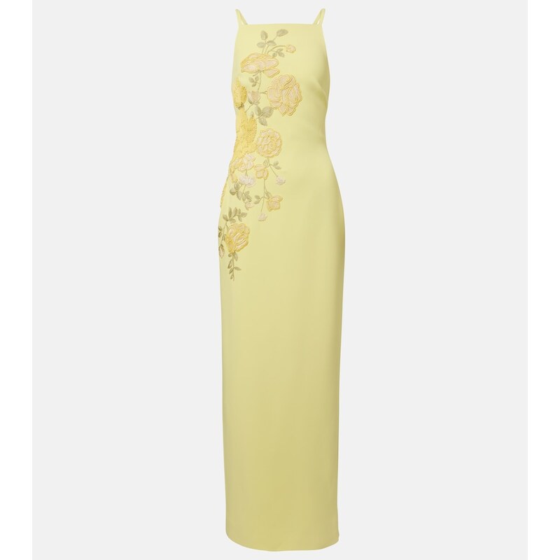 Elie Saab Embroidered halterneck cady maxi dress