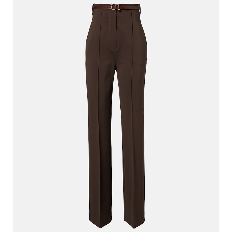 Sportmax Belted crÃªpe straight pants