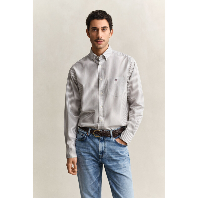 KOŠILE GANT REG CLASSIC POPLIN STRIPE SHIRT LIGHT PUTTY