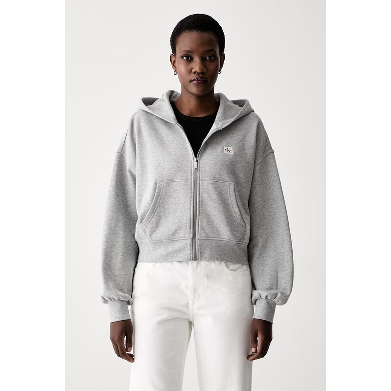 Calvin Klein Jeans rozepínací mikina s kapucí dámská bavlněná