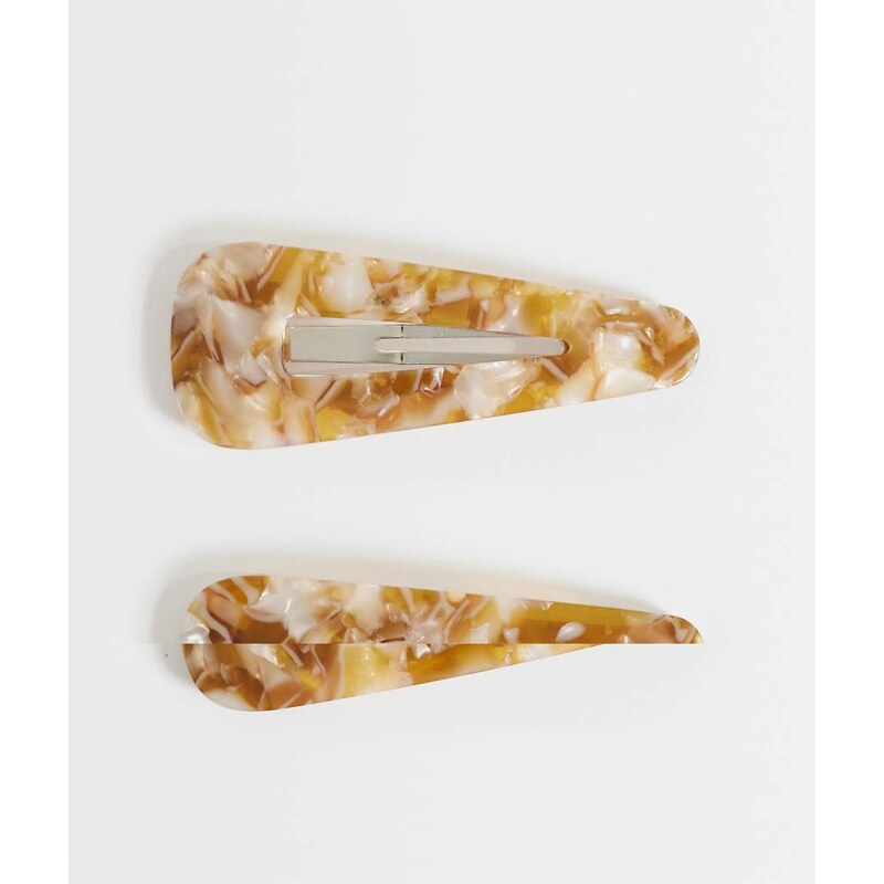 Sui Ava 2 pack plage buckle hair clip in light brown