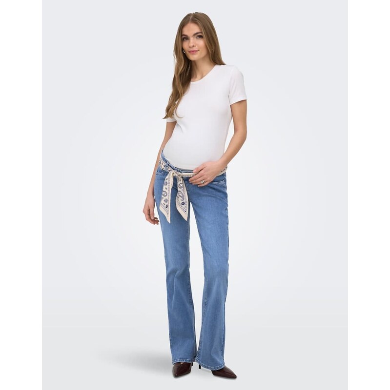 Only Maternity Flared fit jeans in light blue denim