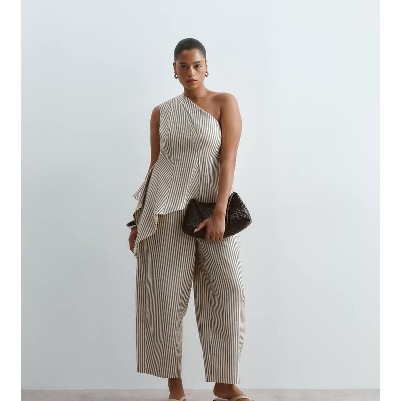 ARRANGE Curve tailored barrel trousers co-ord in buttermilk