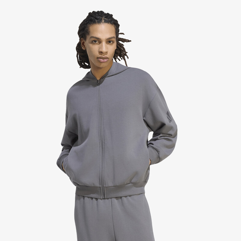adidas Performance Mikina adidas Soft Lux Full-Zip Hoodie Grey
