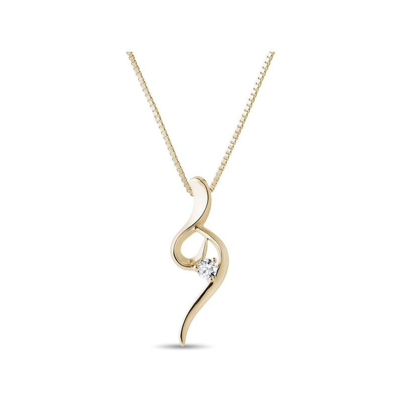 Elegantní zlatý náhrdelník s diamantem KLENOTA