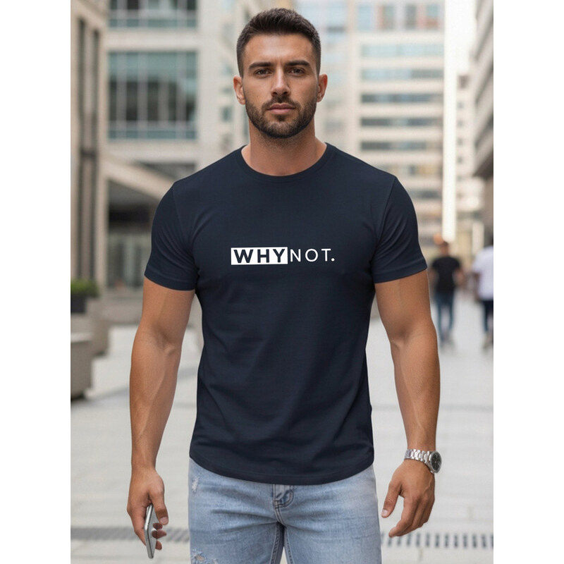 Pánské klasické streetwearové tričko s potiskem tmavě modré