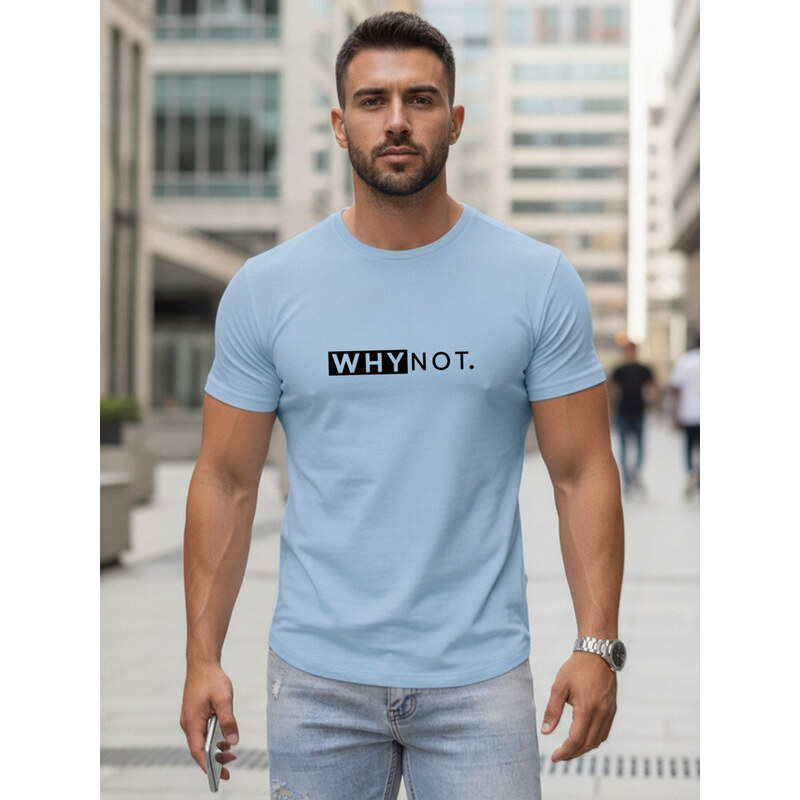 Pánské tričko s klasickým potiskem streetwear modré