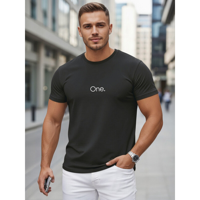 Pánské bavlněné tričko s potiskem černé FashionStreet NX5125R