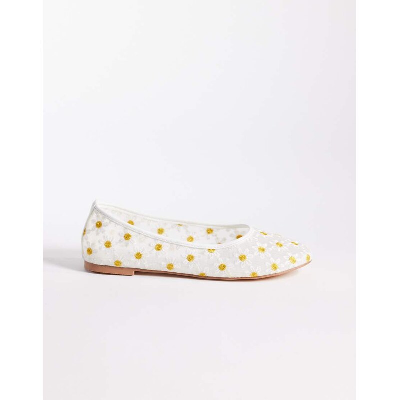 Public Desire Dainty mesh ballet flats with daisy embroidered