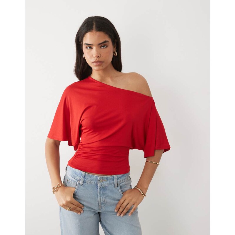 ASOS DESIGN off shoulder top in red
