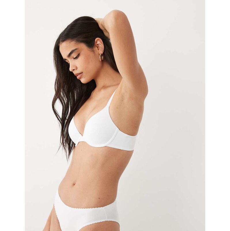Boux Avenue padded microfibre plunge t-shirt bra in white