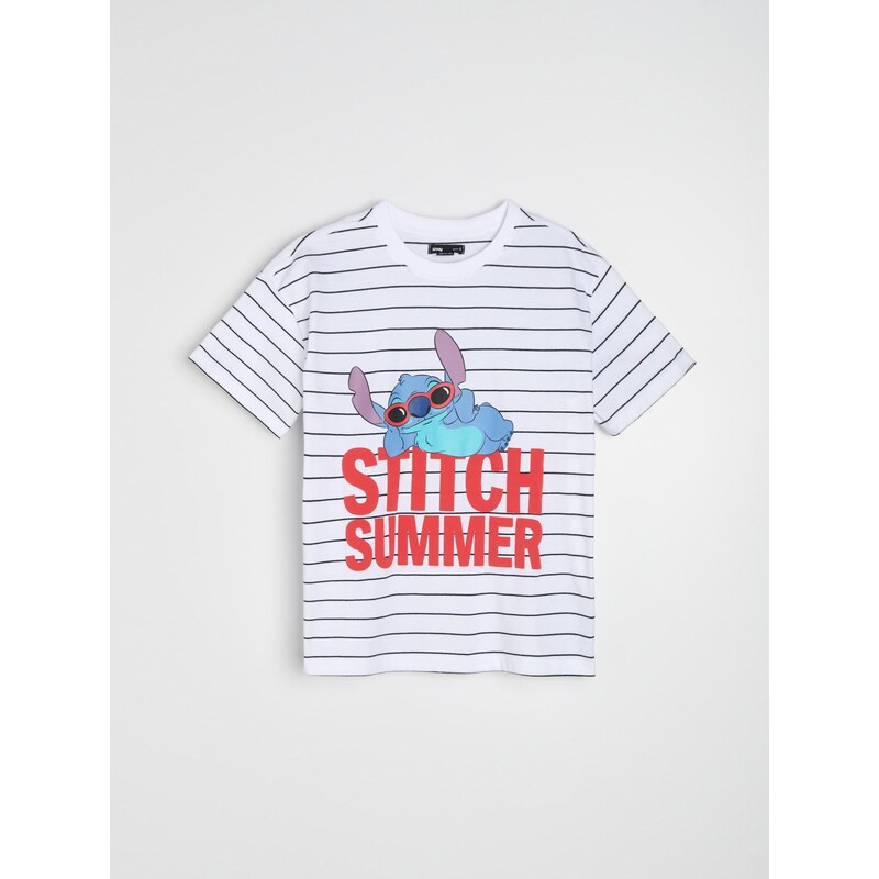 Sinsay - Bavlněná košilka s potiskem Stitch - vícebarevná