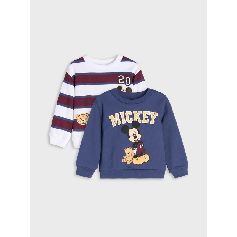 Sinsay - Bavlněné mikiny crewneck 2 pack Mickey Mouse - krémová
