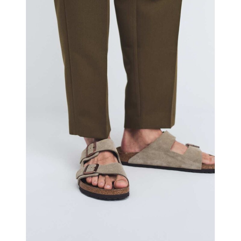 Birkenstock Arizona regular fit suede sandals in taupe-Brown