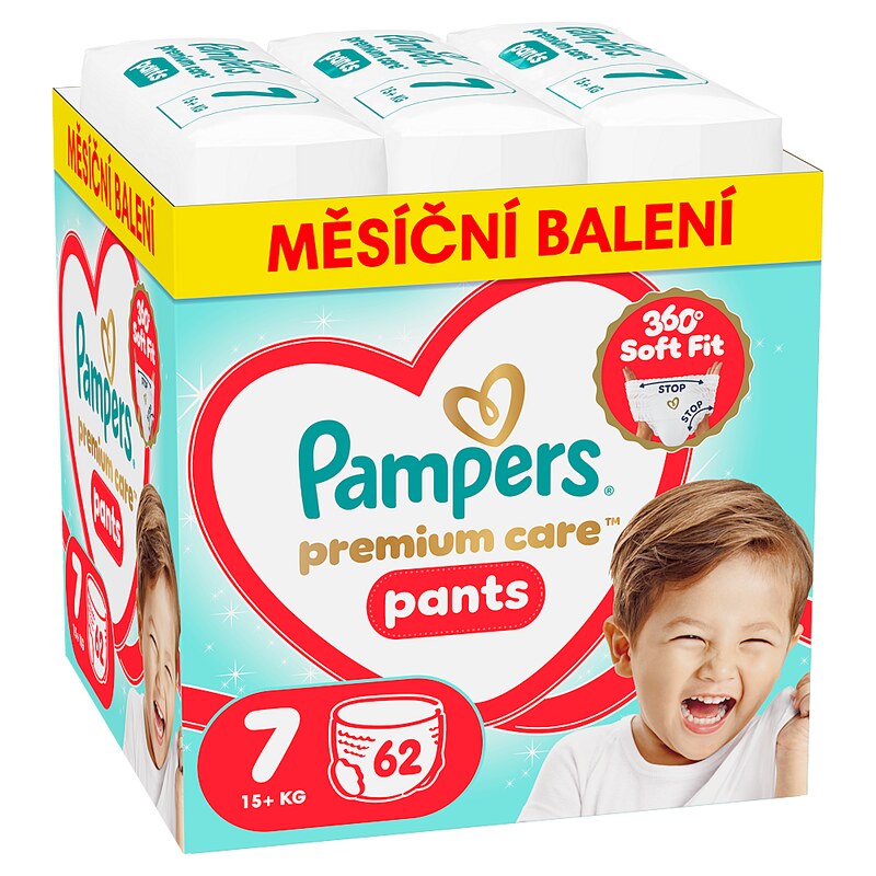 PAMPERS Premium care 7 plenkové kalhotky monthly box 62 kusů