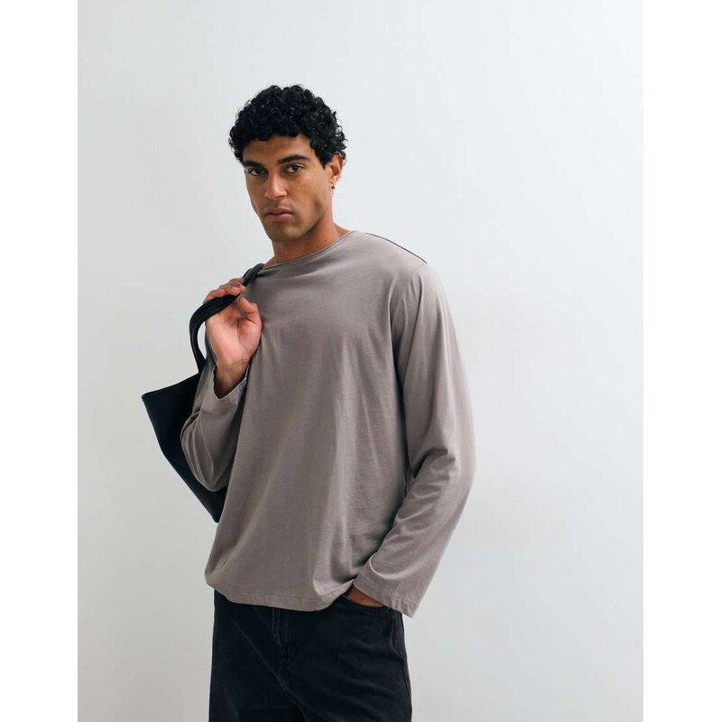 ARKET oversized long sleeve t-shirt in taupe-Grey