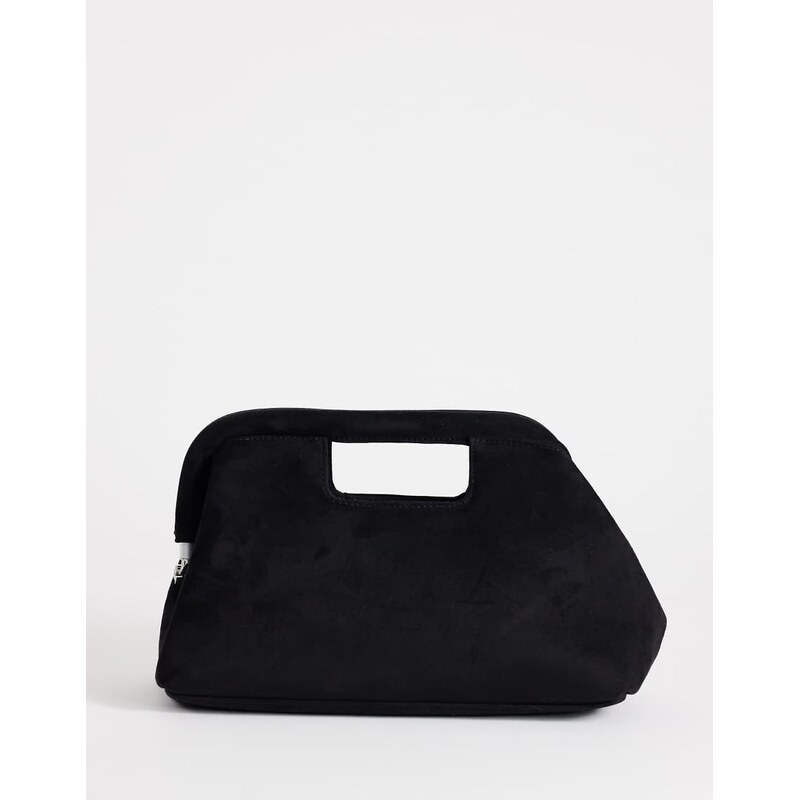 Topshop Gordan medium suedette clutch with handle in black