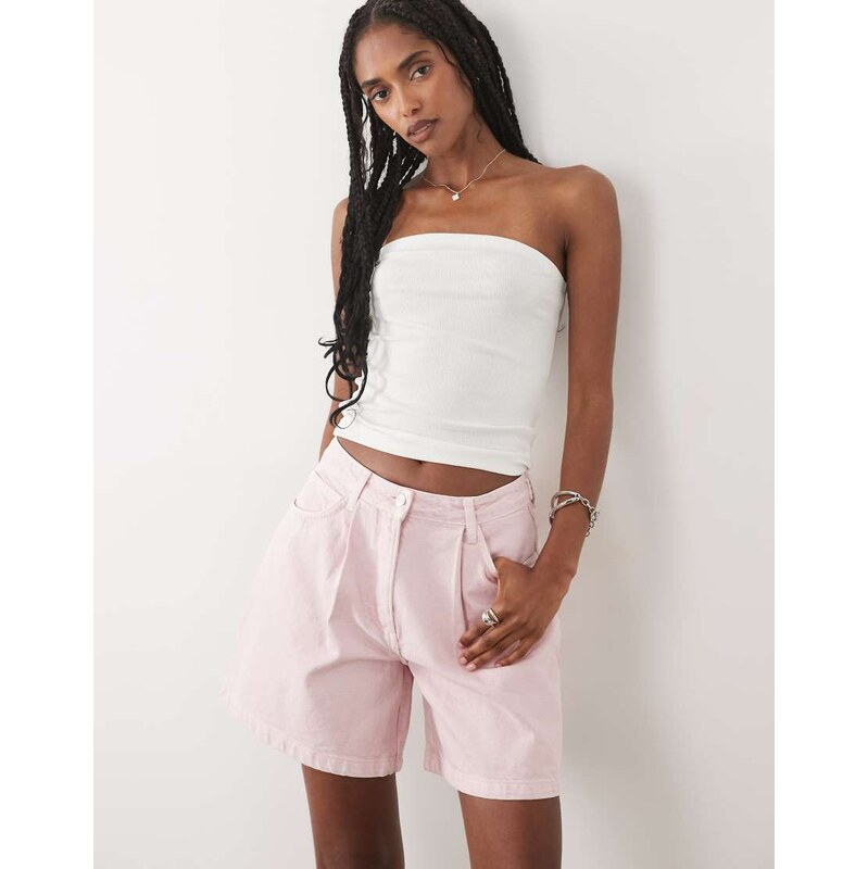 ASOS DESIGN A line short in washed pink co-ord