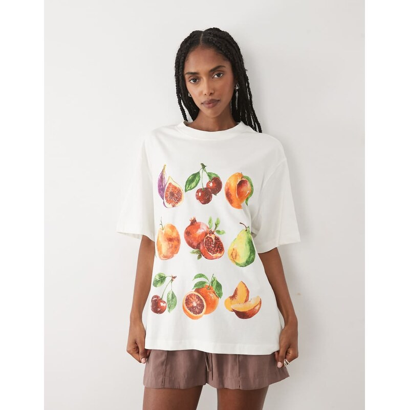 ASOS DESIGN oversized t-shirt with painted fruit graphic in