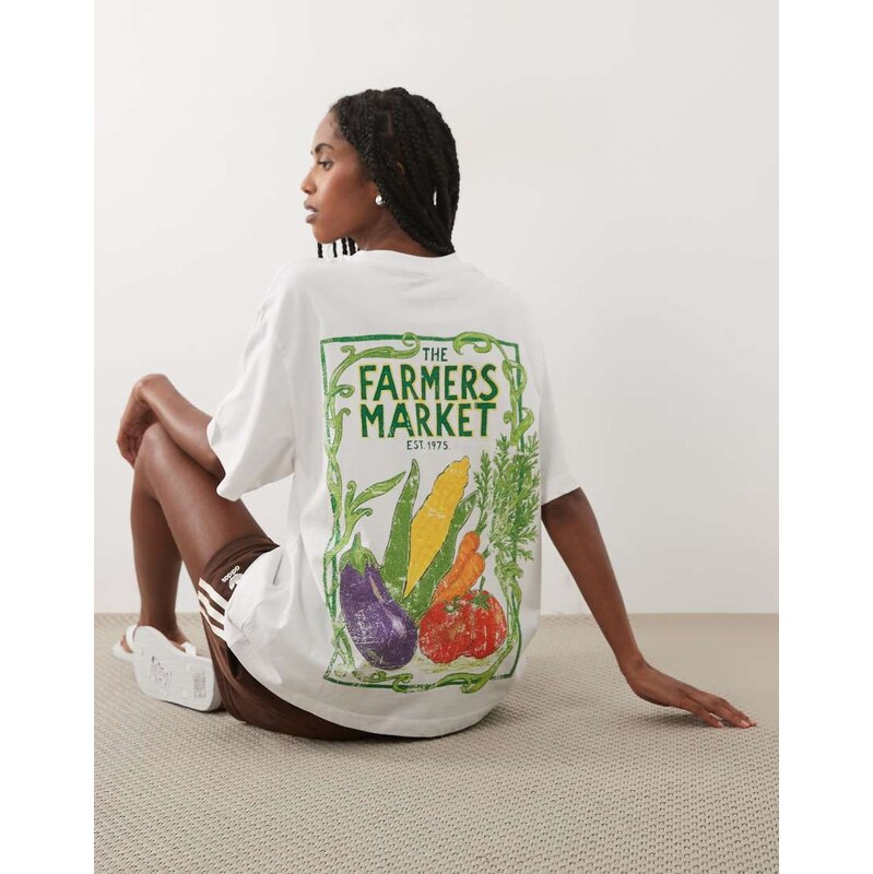 ASOS DESIGN oversized t-shirt with distressed farmers market
