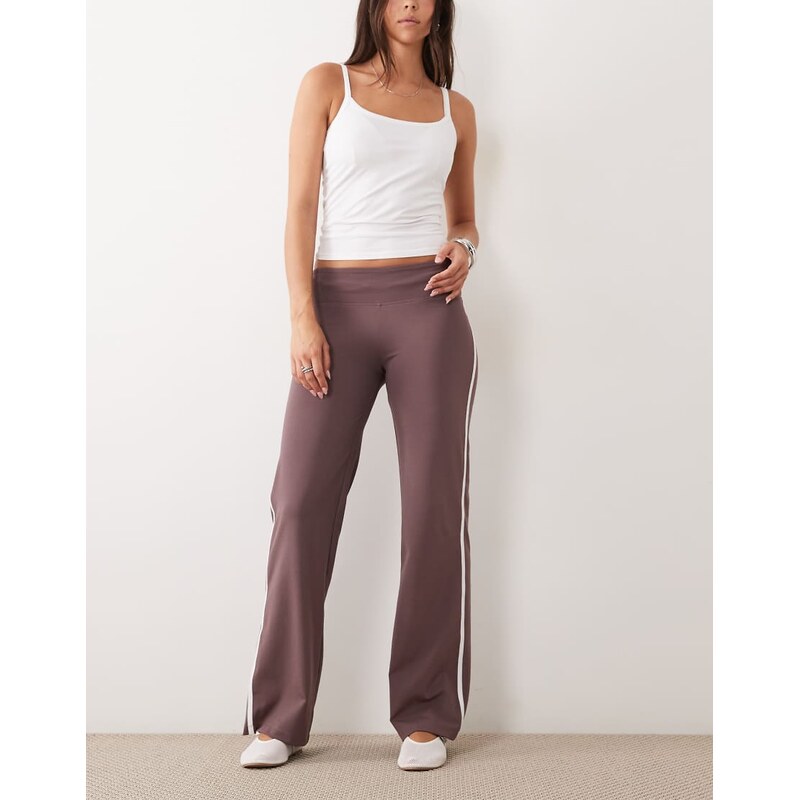 ASOS DESIGN slim fit yoga pant with side stripe in chocolate