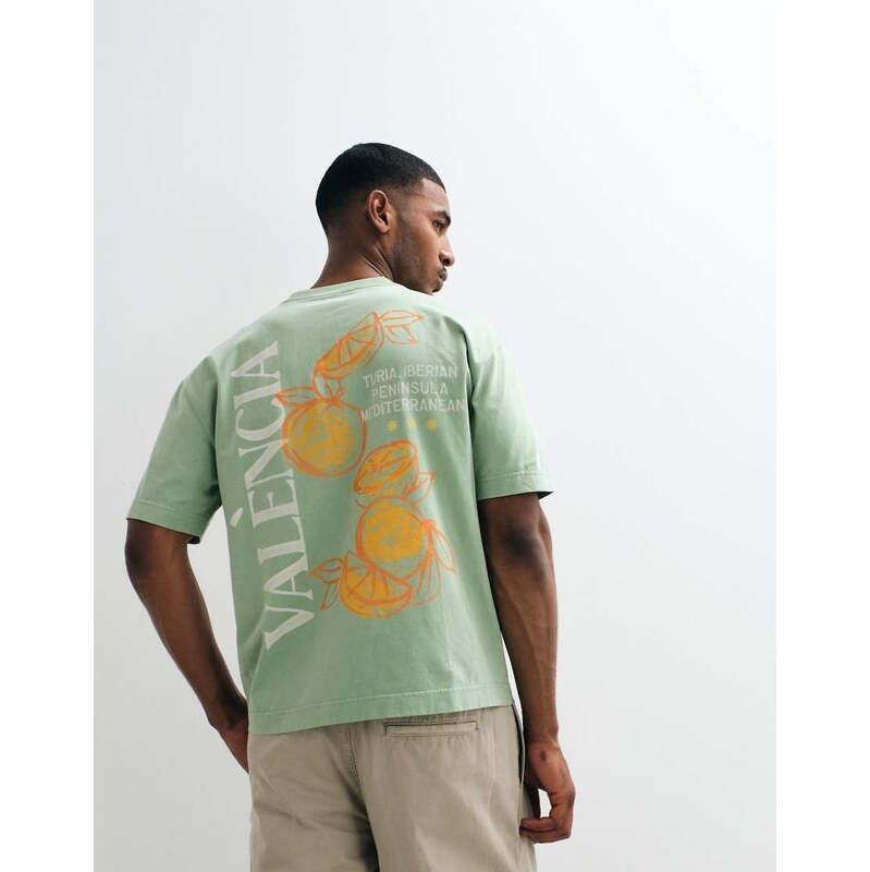 Hollister Valencia back graphic boxy t-shirt in green