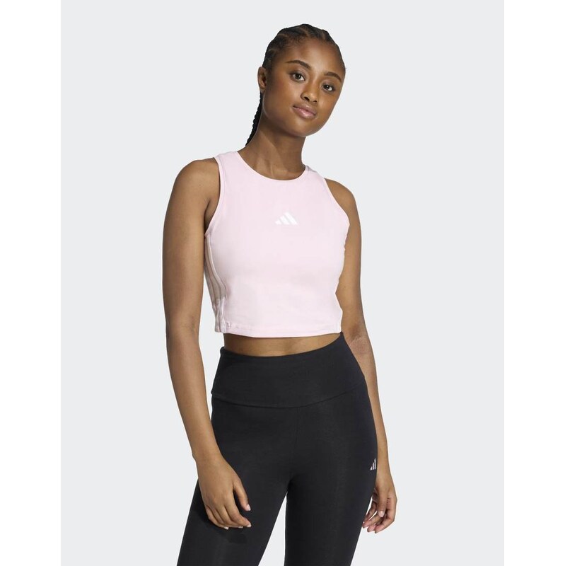 adidas performance Essentials 3-stripes padded tank in clear