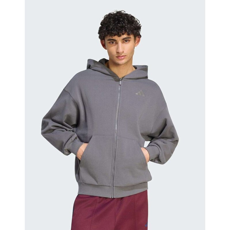 adidas performance Adidas kit small logo full-zip hoodie in grey