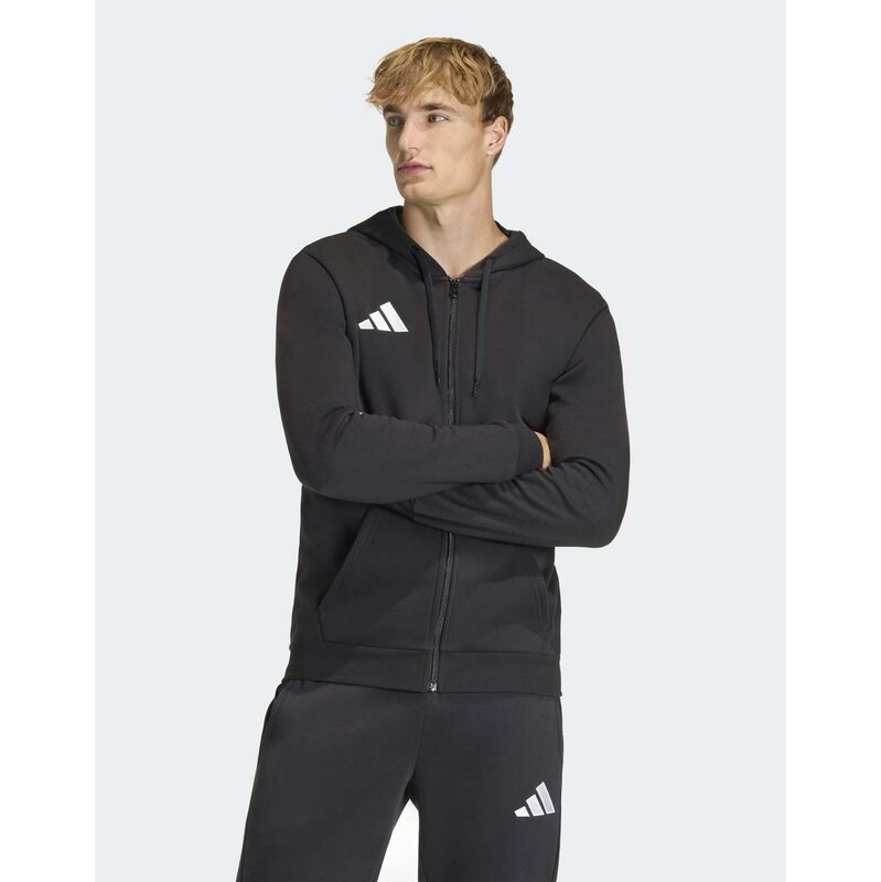 adidas performance Entrada26 full zip hoodie in black / white