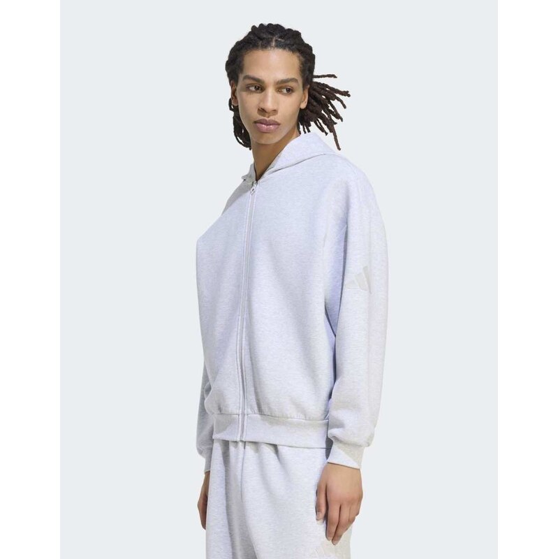 adidas performance Soft lux full-zip hoodie in light grey