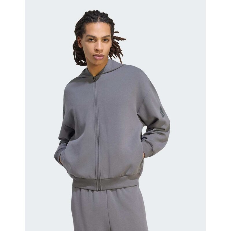 adidas performance Soft lux full-zip hoodie in grey five
