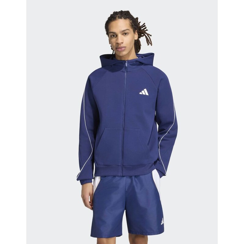 adidas performance Stadium small logo full-zip hoodie in dark